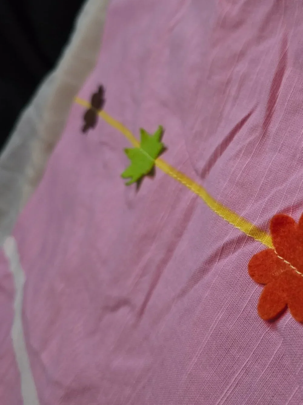 IKEA Festlig Pink Floral Applique Curtain Panels Tab Top 47x98 Vintage Y2K Kids